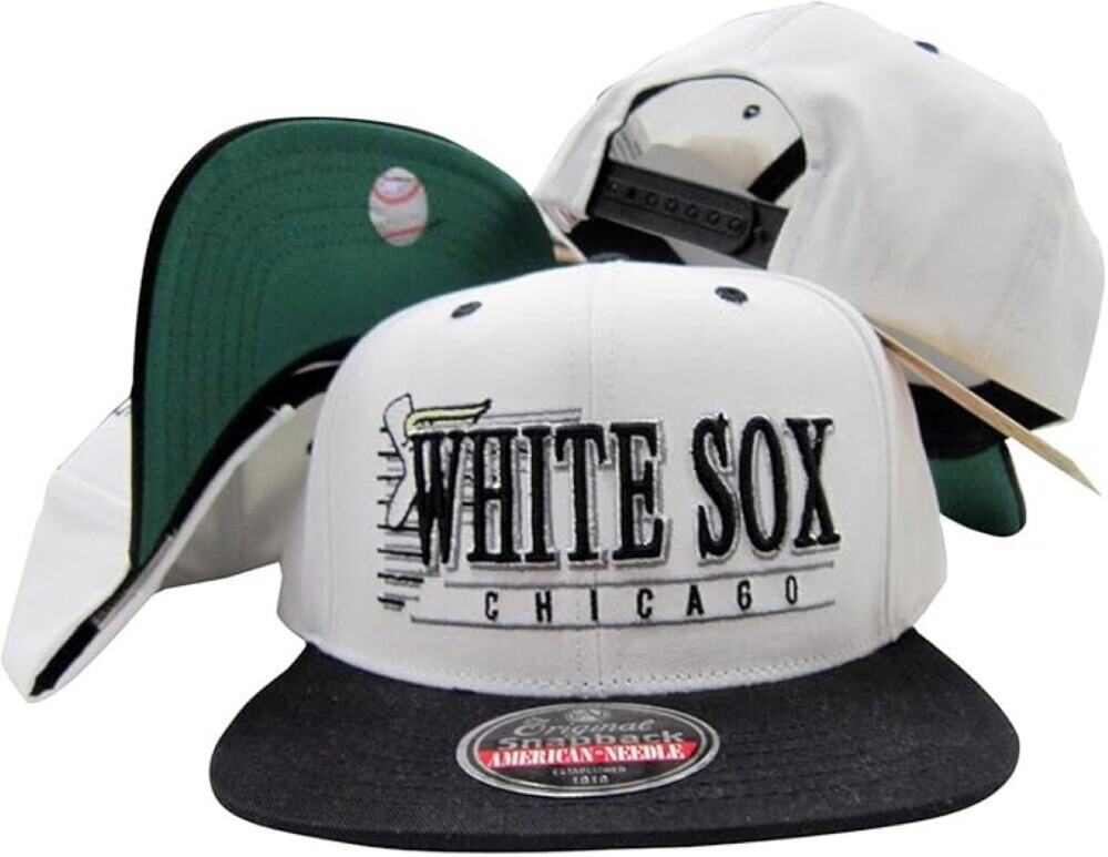 Vintage Chicago White Sox American Needle White/Black Snapback Hat/Cap - NWT